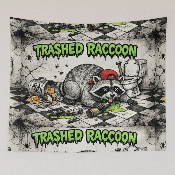 Item preview, Trashed Raccoon – Punk Bathroom Chaos Illustration designed and sold by zuzzelek44.