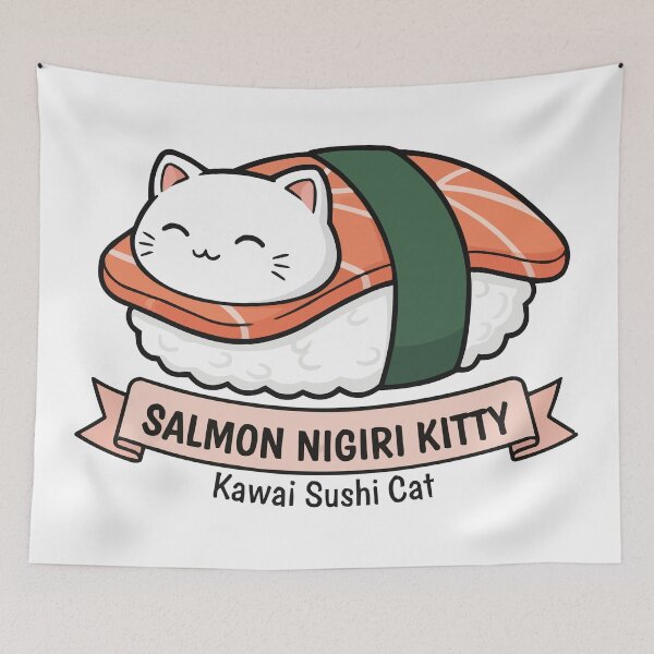 Item preview, Salmon Nigiri Kitty – Kawaii Sushi Cat designed and sold by Petzzz.