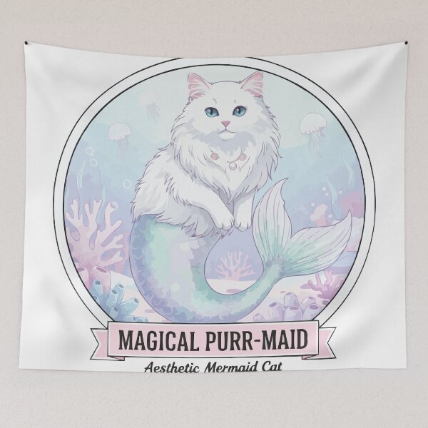 Item preview, Magical Purr-maid – Aesthetic Mermaid Cat designed and sold by Petzzz.