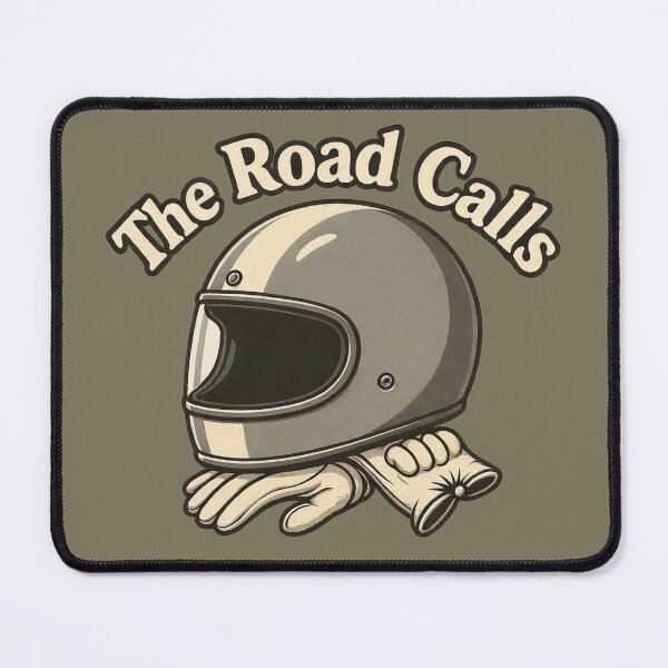 Item preview, The Road Calls - Retro Motorcycle Helmet Biker Emblem designed and sold by SilentPowerArt.