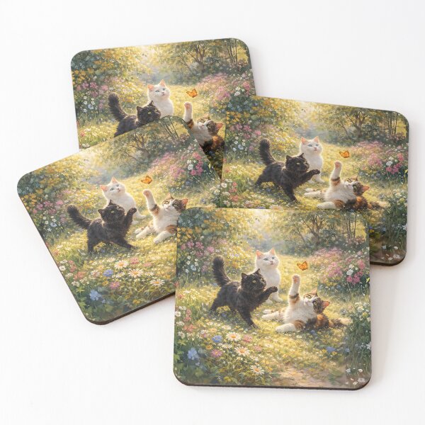 Artikelvorschau, Spielende Katzen – Impressionistische Kunst entworfen und verkauft von WJ Cozy Creations.