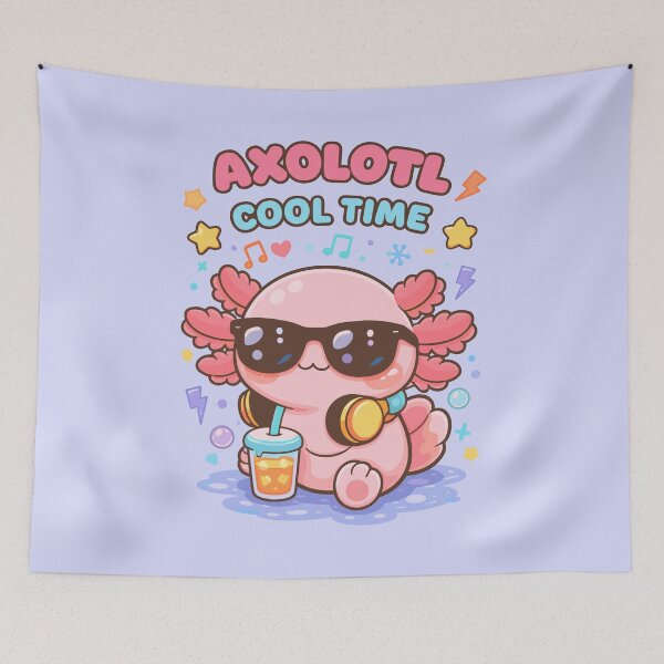 Item preview, Cute Axolotl with Cocktail in Kawaii Funny Style designed and sold by Sitchko.