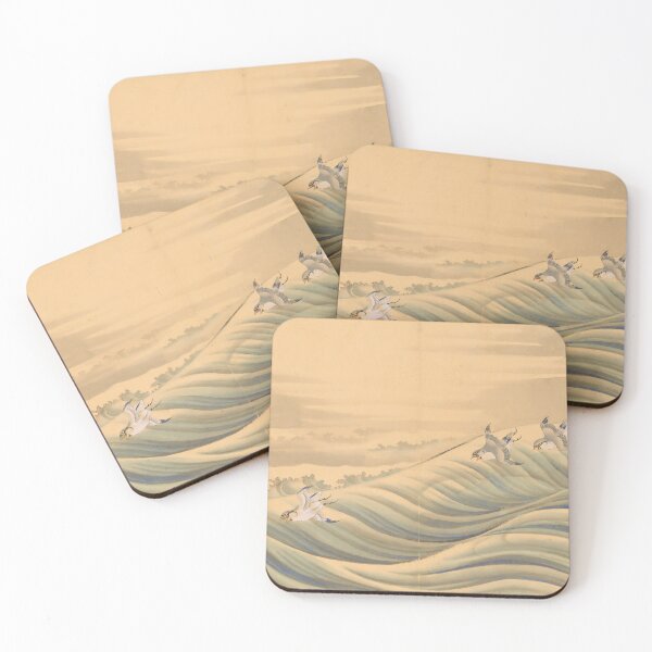 Item preview, Plovers Flying Over Waves - Vintage Japanese Seascape Art designed and sold by Open Canvas.