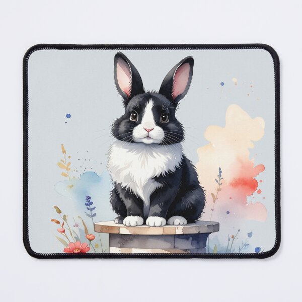 Item preview, Black and white rabbit at the flower fountain designed and sold by LiskoDesign.