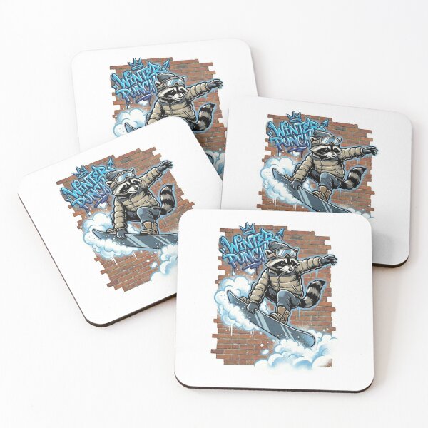 Item preview, Urban Raccoon Snowboarding – Winter Street Style Animal Illustration designed and sold by MiszungART.