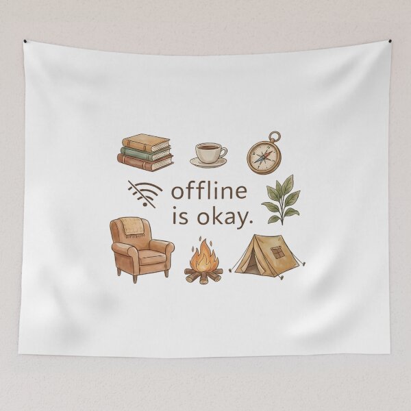 Item preview, Offline Is Okay – Cozy Slow Living Digital Detox Quote designed and sold by SoulenCify.