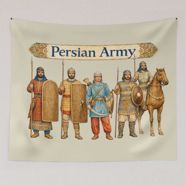 Item preview, Persian Army Ancient Warrior Illustration designed and sold by Retr0Tshirts.