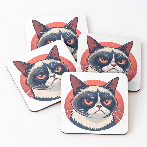Item preview, Grumpy Bored Cat with Red Eyes designed and sold by Catz n Art: Purrfect Designs for Every Mood.