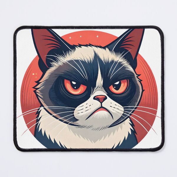 Item preview, Grumpy Bored Cat with Red Eyes designed and sold by Catz n Art: Purrfect Designs for Every Mood.
