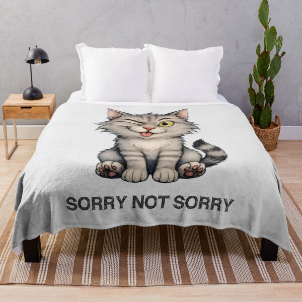 Item preview, Funny Grey Cat - Sorry Not Sorry designed and sold by QuirkySpark.