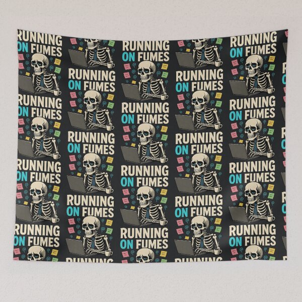 Item preview, Running On Fumes – Burnout Skeleton Work Humor designed and sold by Taans-Creation.