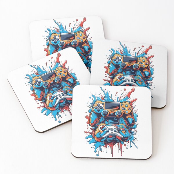 Item preview, Color Splash Game Controllers – Dynamic Gaming Art Illustration designed and sold by PixelWest.