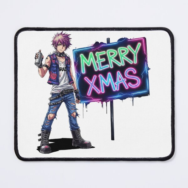 Item preview, Anime Boy Merry Xmas Neon Sign - Edgy Grunge Aesthetic Holiday Gift designed and sold by wellie-chic.