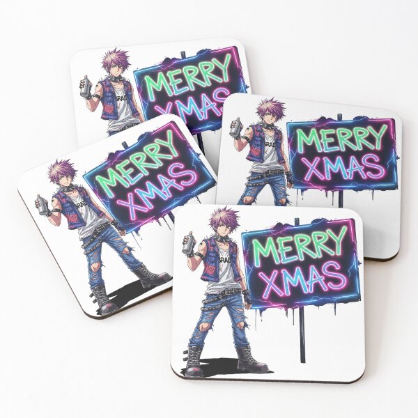 Item preview, Anime Boy Merry Xmas Neon Sign - Edgy Grunge Aesthetic Holiday Gift designed and sold by wellie-chic.