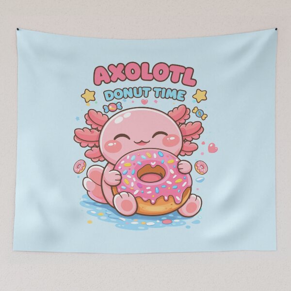 Item preview, Cute Axolotl with Donut in Kawaii Funny Style designed and sold by Sitchko.
