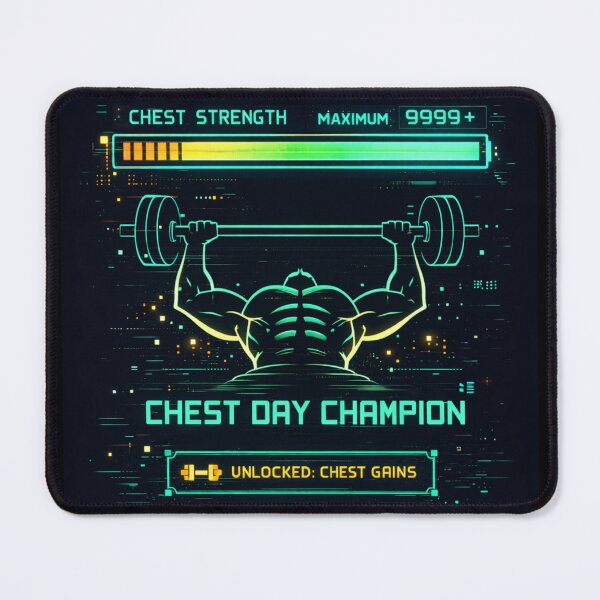 Item preview, Chest Day Champion Gaming HUD - Maximum Strength 9999+ designed and sold by ZenyxWear.