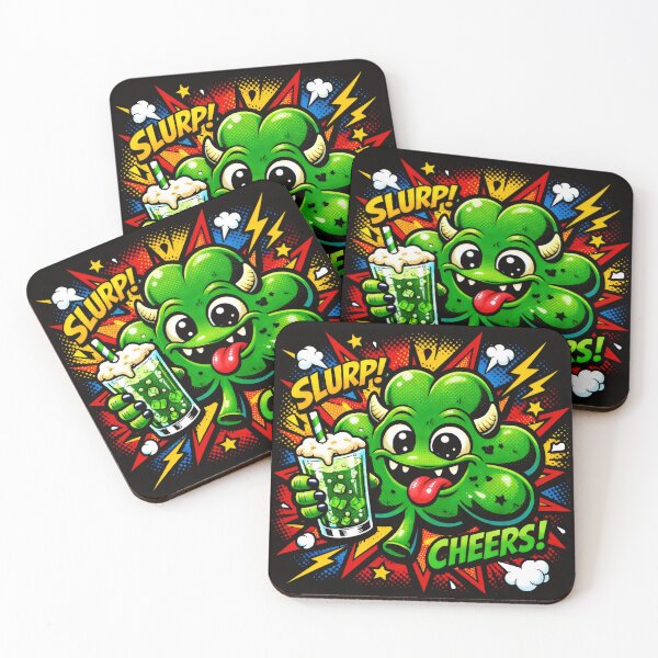 Item preview, Slurp Cheers Shamrock Design with Fizzy Drink and Comic Celebration for St. Patrick’s Day designed and sold by SplashTastic.