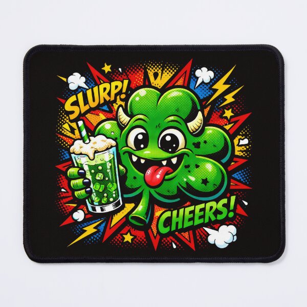 Item preview, Slurp Cheers Shamrock Design with Fizzy Drink and Comic Celebration for St. Patrick’s Day designed and sold by SplashTastic.