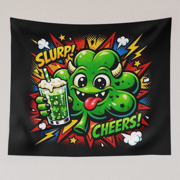 Item preview, Slurp Cheers Shamrock Design with Fizzy Drink and Comic Celebration for St. Patrick’s Day designed and sold by SplashTastic.