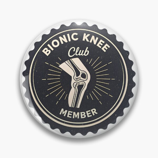Artikelvorschau, Mitglied im Bionic Knee Club – Logo-Design mit Humor für Knieprothesen entworfen und verkauft von VividOrganica.