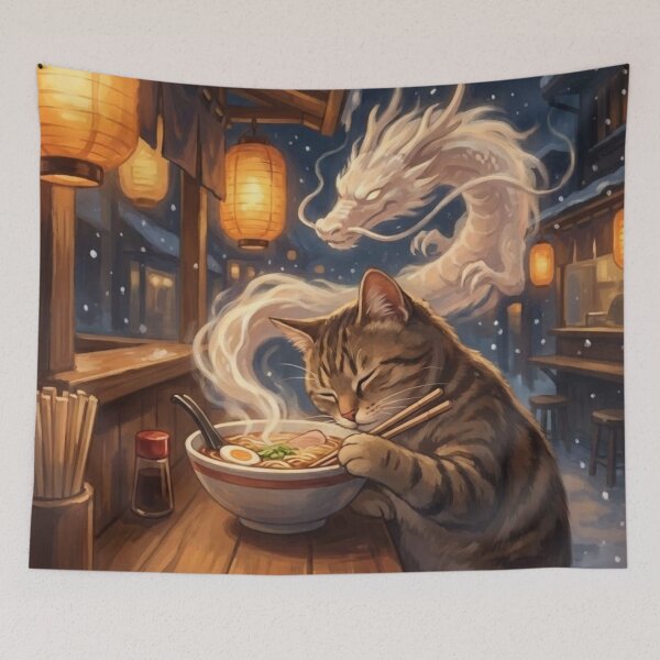 Item preview, Sleepy Ramen Cat – Dragon Guardian Night Market designed and sold by KaryaVisionSTR.