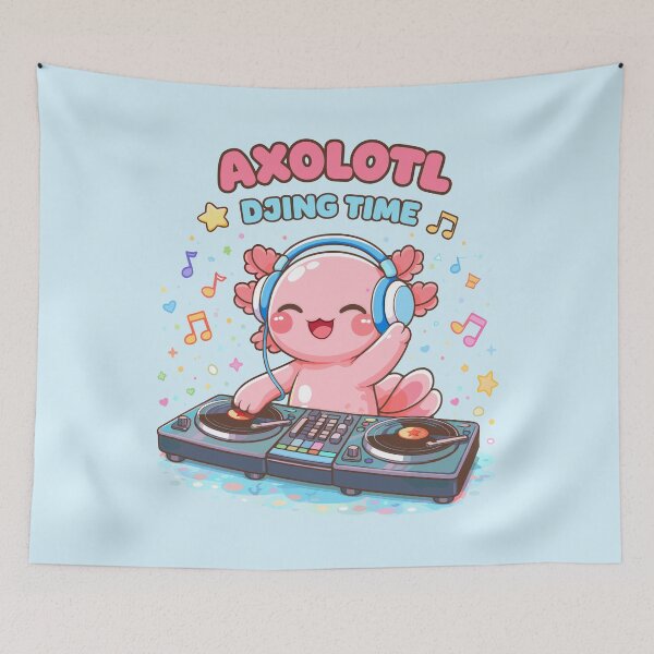 Item preview, Cute Axolotl DJ in Kawaii Funny Style designed and sold by Sitchko.