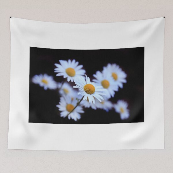 Item preview, White chamomlies on black background designed and sold by olena2552.