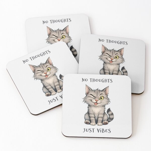 Item preview, Funny Grey Cat - No Thoughts Just Vibes designed and sold by QuirkySpark.