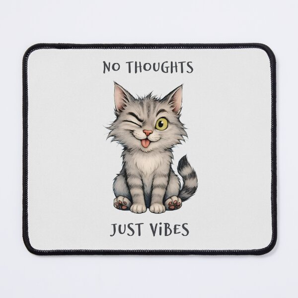 Item preview, Funny Grey Cat - No Thoughts Just Vibes designed and sold by QuirkySpark.