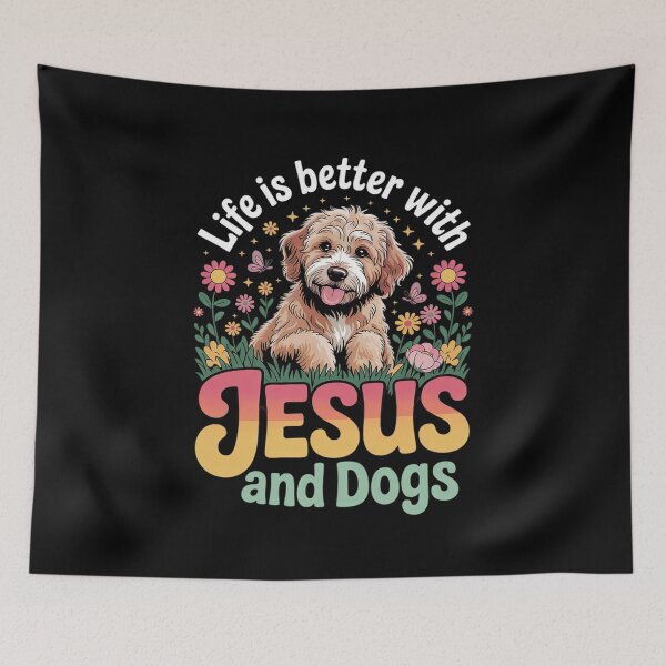 Item preview, Jesus Christian Floral Life Is Better With Jesus And Dogs  designed and sold by VerseFarm.
