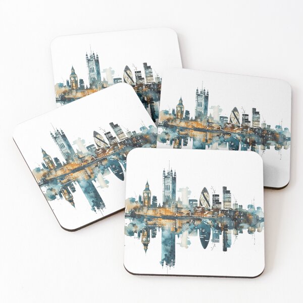 Item preview, Artistic London Skyline Watercolor with Reflection designed and sold by CharlieDesings.