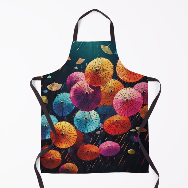 Item preview, Colorful Japanese parasols flying on black designed and sold by Photopat.