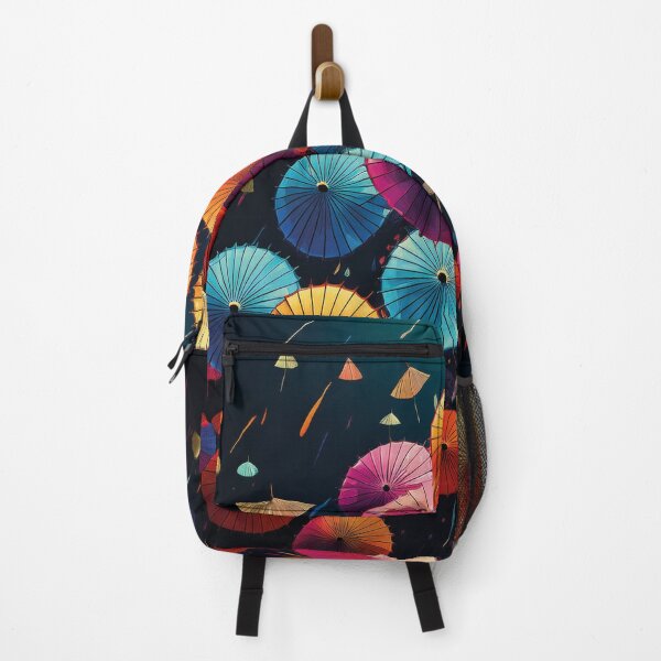 Item preview, Colorful Japanese parasols flying on black designed and sold by Photopat.
