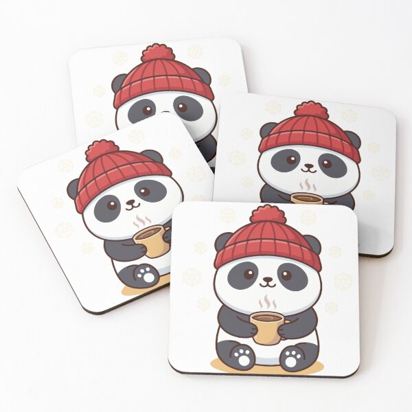 Item preview, Cute Winter Panda Drinking Hot Coffee Illustration designed and sold by Royalsticker.