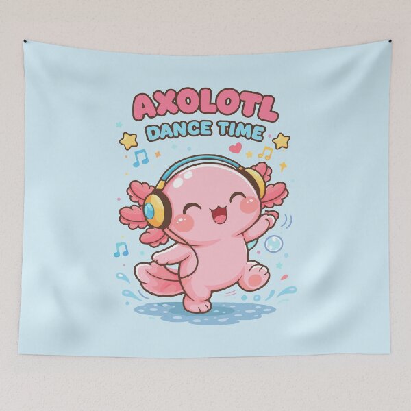Item preview, Cute Axolotl Dancing in Kawaii Funny Music Style designed and sold by Sitchko.