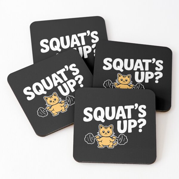 Item preview, Squats Up! Funny Gym Cat Pun designed and sold by PMCreative.