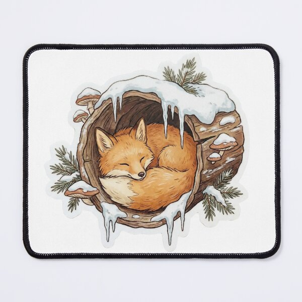 Item preview, Winter Slumber - Sleeping Fox in Snowy Log designed and sold by Everyday Epics.
