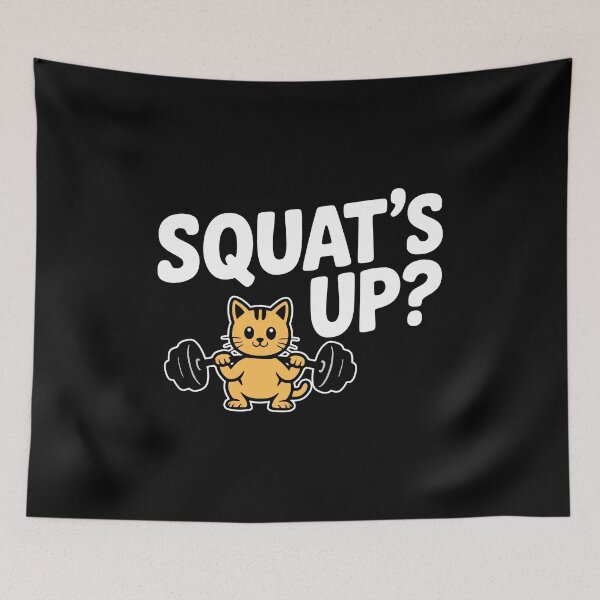 Item preview, Squats Up! Funny Gym Cat Pun designed and sold by PMCreative.