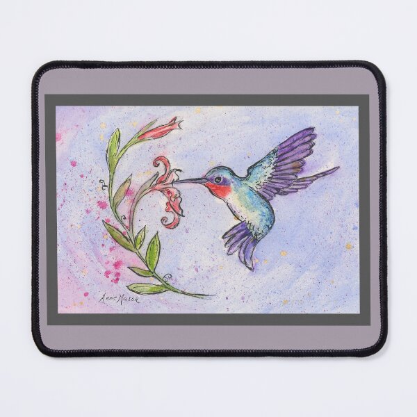 Item preview, Winsome Hummingbird - watercolor illustration designed and sold by Annie Mason Art.