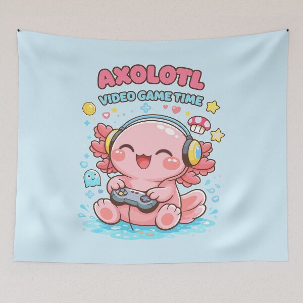 Item preview, Cute Axolotl Playing a Video Game in Kawaii Funny Style designed and sold by Sitchko.