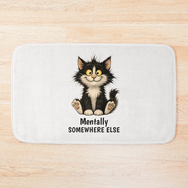 Item preview, Mentally Somewhere Else - Funny Black Cat designed and sold by QuirkySpark.