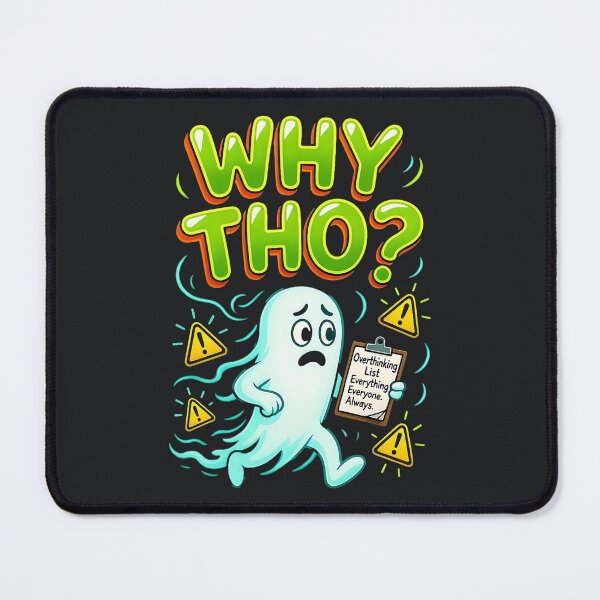 Item preview, Why Tho – Overthinking Funny Ghost Sarcastic Anxiety Humor designed and sold by Taans-Creation.