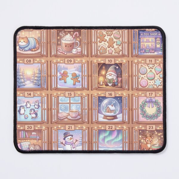 Item preview, Kawaii Winter Advent Calendar – Cute Cozy Christmas Countdown Art Print designed and sold by MuseAI.