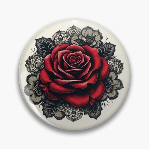 Item preview, Drawing of Vibrant Red Rose Mandala  Art  designed and sold by NivyasArtistry.