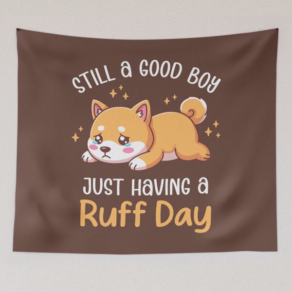 Item preview, Still A Good Boy Just Having A Ruff Day - Kawaii Crying Shiba Inu Dog Pun Art designed and sold by Brogress Project.