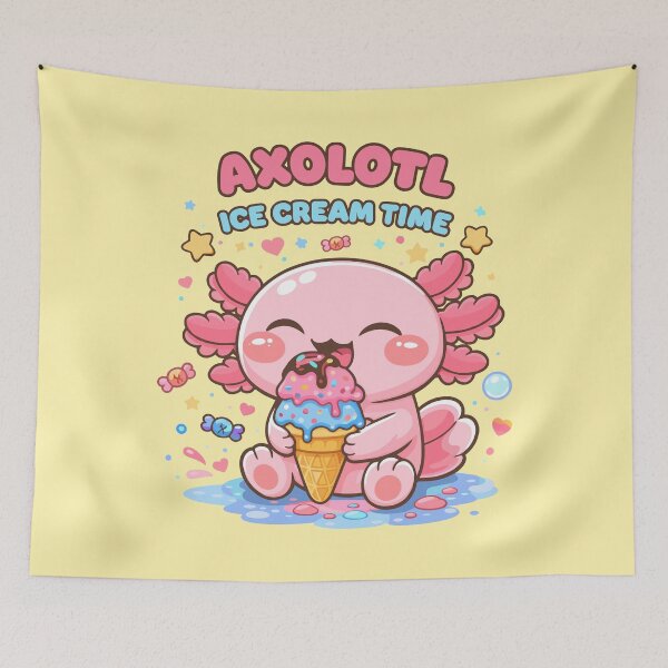 Item preview, Cute Axolotl with Ice Cream in Kawaii Funny Style designed and sold by Sitchko.