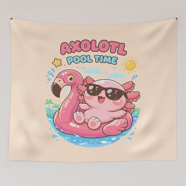 Item preview, Cute Axolotl Axolotl in the Pool in Kawaii Funny Style designed and sold by Sitchko.