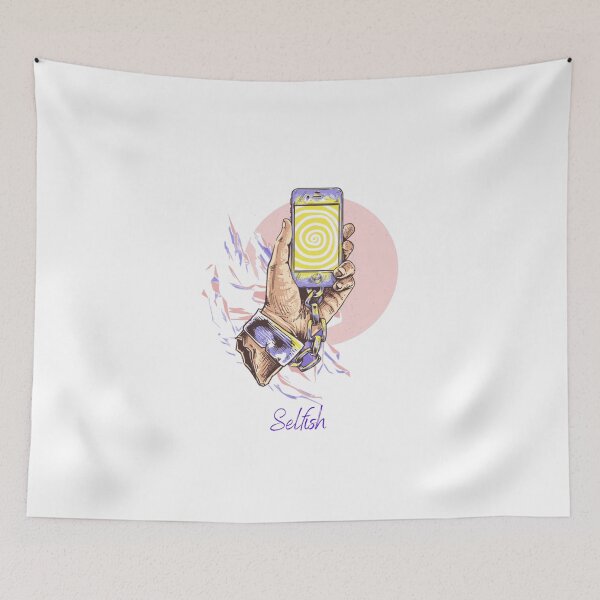 Item preview, Selfish Society – Trapped by Smartphones Illustration, Smartphone Addiction – Selfish Modern Life Illustration, Selfish Generation – Phone Control Concept Artwork designed and sold by GDbanners.