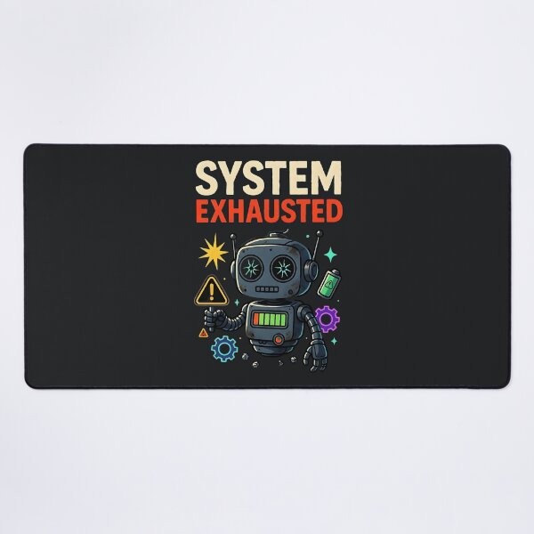 Item preview, System Exhausted – Sarcastic Robot Burnout Warning Humor designed and sold by Taans-Creation.