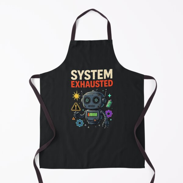 Item preview, System Exhausted – Sarcastic Robot Burnout Warning Humor designed and sold by Taans-Creation.